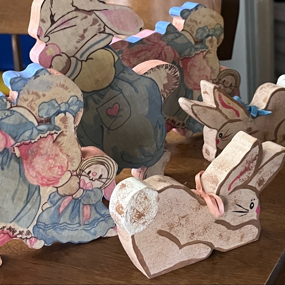 Vintage Easter bunny tabletop decor set of 5
